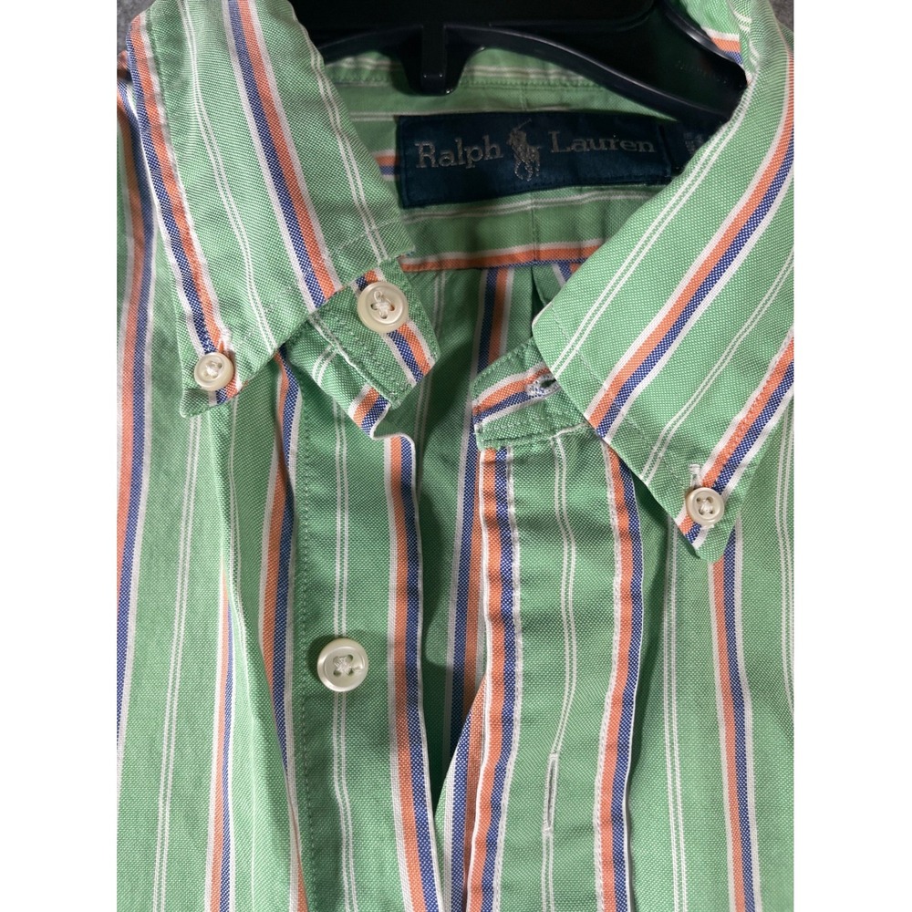 Ralph Lauren‎ Mens Green Striped Oxford Button Down Shirt Size M Long Sleeve - Picture 6 of 10